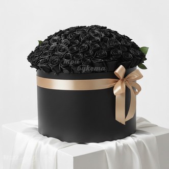 101 черная роза в шляпной коробке 101 черная роза в шляпной коробке