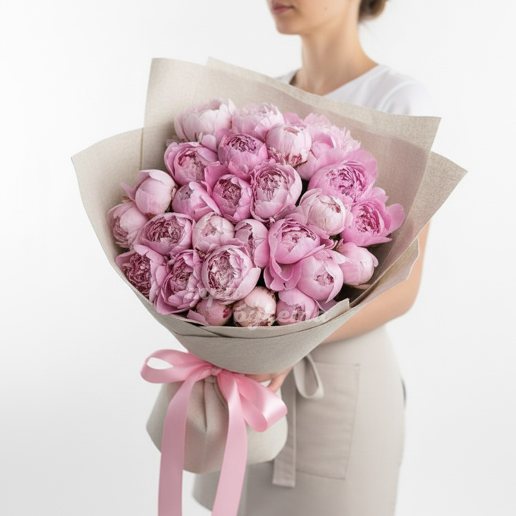 27 пионов Сара Бернар в крафте