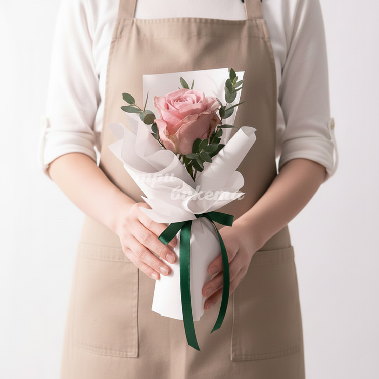 Мини-букет из розы и эвкалипта