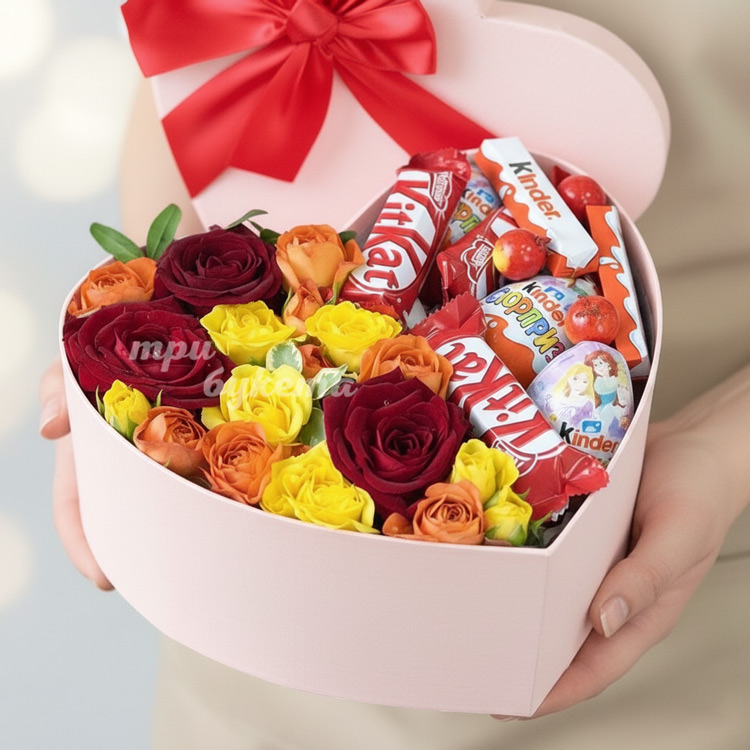 Цветы со сладостями на 14 февраля