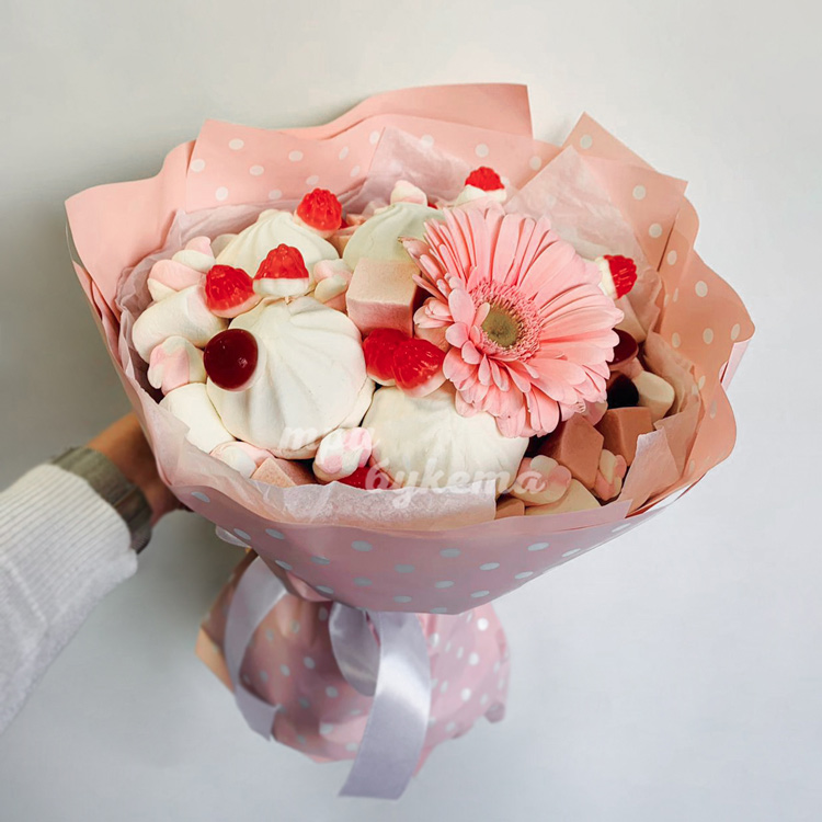 Букет из зефира и гербера (доп. фото 2)