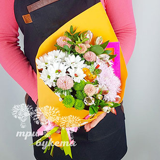 Цветы с канцелярией на день учителя