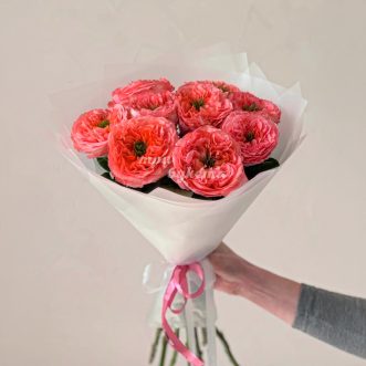 Букет из 9 пионовидных роз Мандарин Букет из 9 пионовидных роз Мандарин